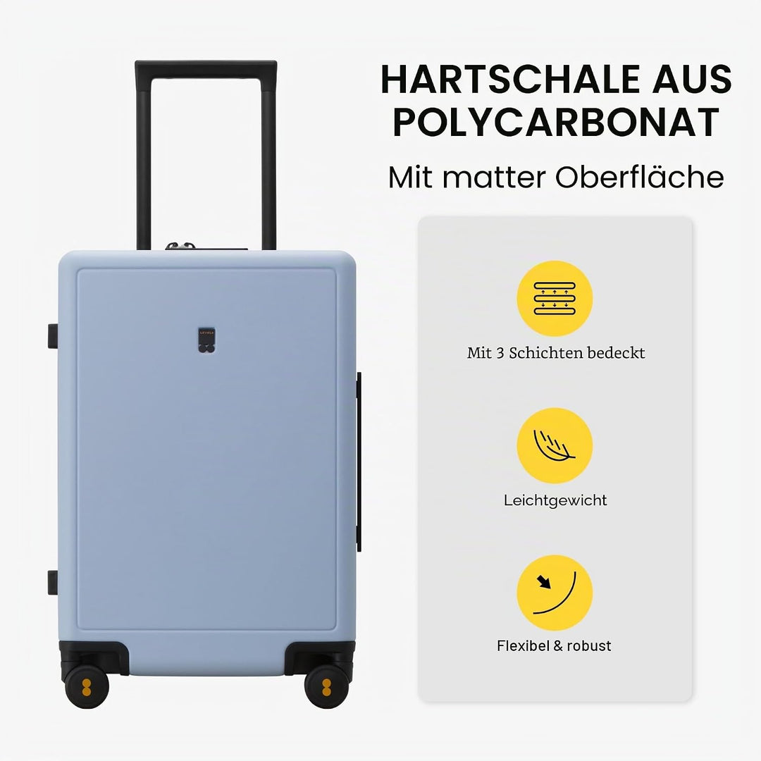 LEVEL8 Koffer Trolleys handgepäck Leichtgewicht 100% PC mit Organizer Set 4-teilig TSA Zahlenschloss