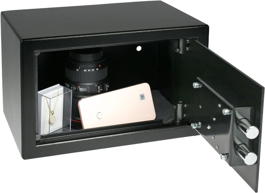 HMF 49200-02 Tresor Möbeltresor Doppelbartschloss, 31,0 x 20,0 x 20,0 cm, schwarz 31 x 20 x 20 cm Sc