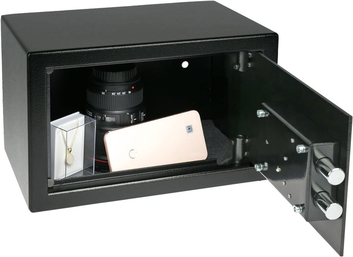 HMF 49200-02 Tresor Möbeltresor Doppelbartschloss, 31,0 x 20,0 x 20,0 cm, schwarz 31 x 20 x 20 cm Sc