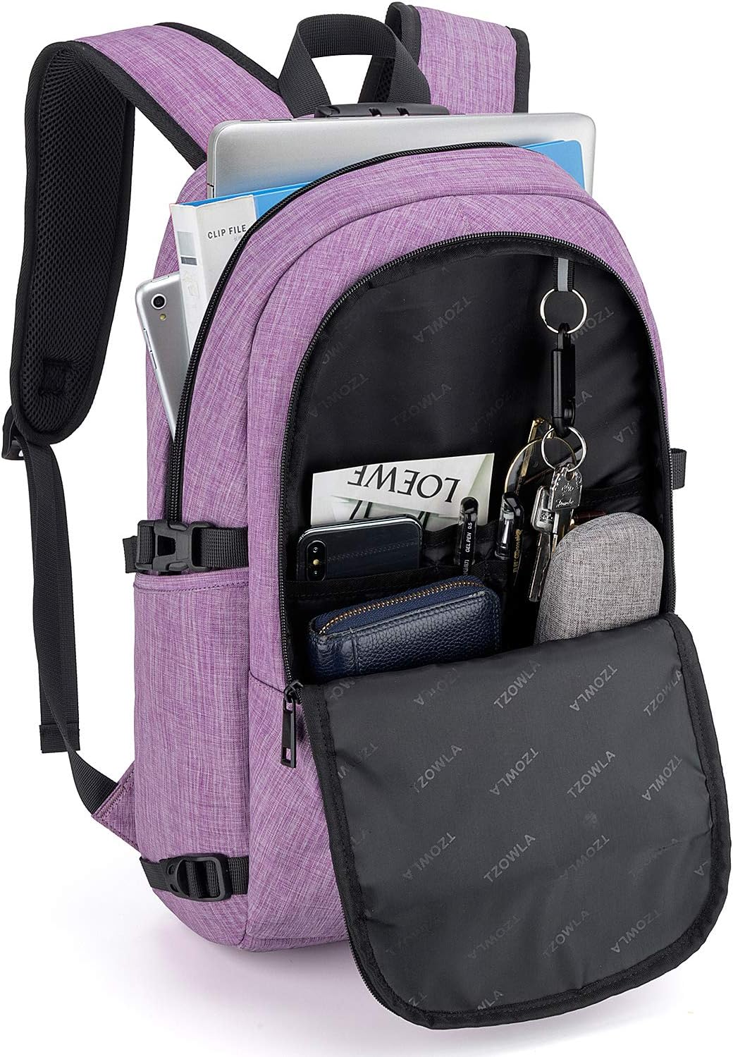 Tzowla Laptop Rucksack Herren und Damen,Reiserucksack wasserdicht Anti-Diebstahl mit USB Ladeanschlu