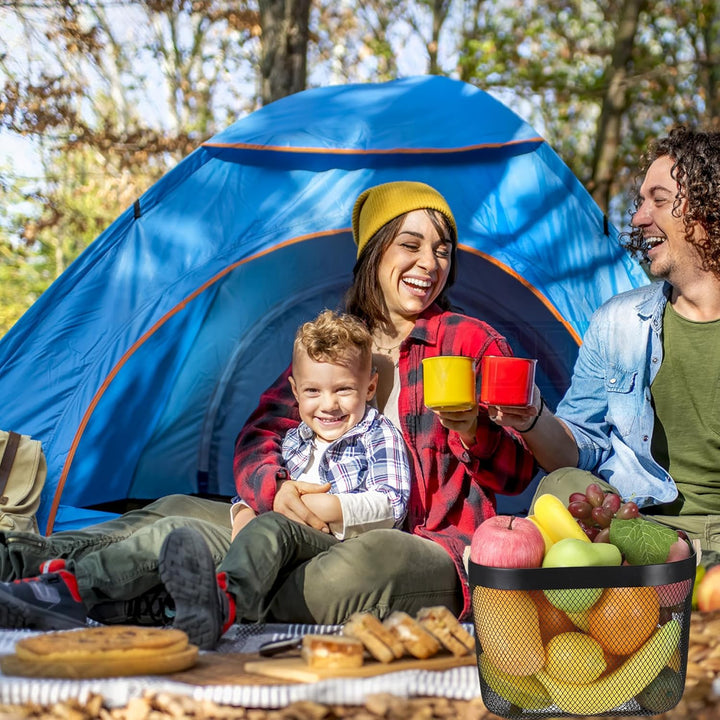2 Stück Garten-Erntekörbe, Picknickkörbe mit robustem Metallgeflecht und Bambusgriff, perfekt zum Ei