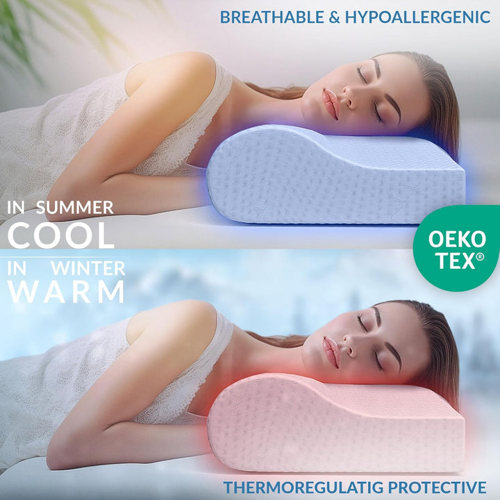 KoKoTex Nackenstützkissen - Kopfkissen Nackenschmerzen - Memory Foam Pillow - Orthopädisches Kissen