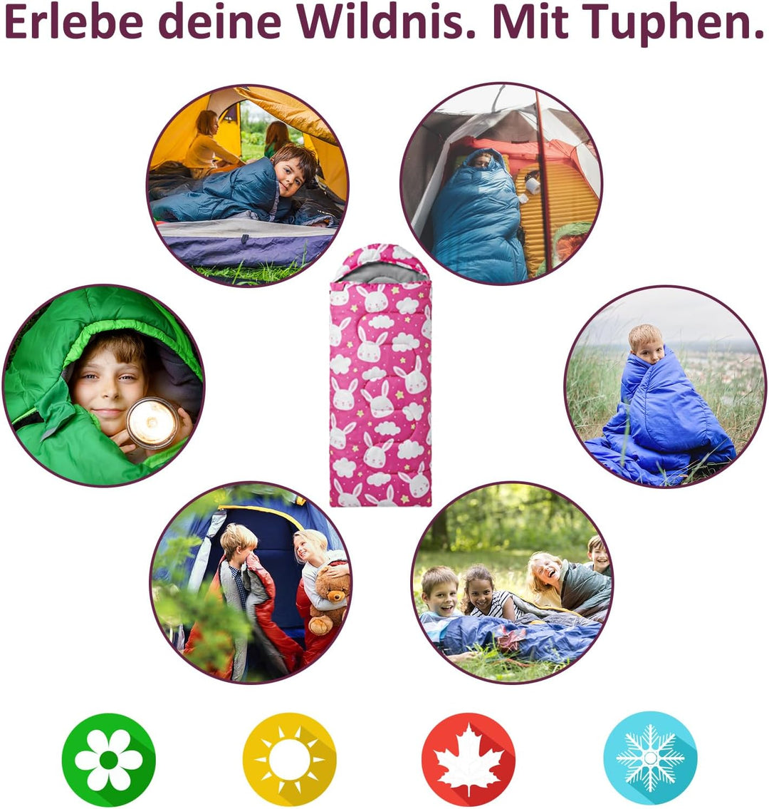 tuphen Kinder-Schlafsäcke – Camping-Schlafsäcke mit Tragetasche – kompakter Schlafsack zum Wandern,
