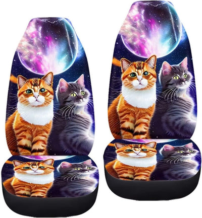 chaqlin Galaxy Planet Katze Autositzbezug, 2 Stück, Universal-Vordersitz-Schutzbezug, Sternennacht,