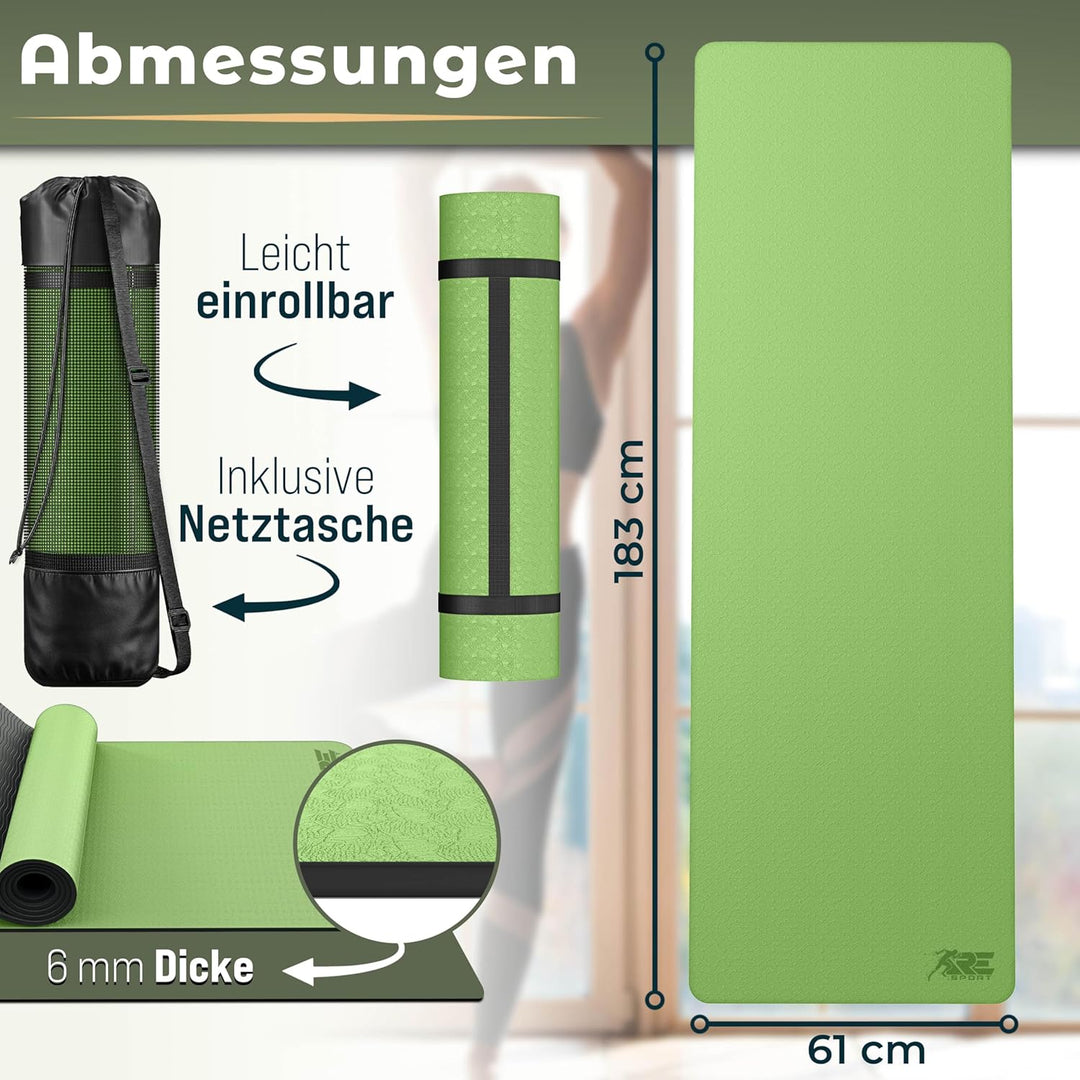RE:SPORT Yogamatte Phthalatfrei | Gymnastikmatte rutschfest | Fitnessmatte schadstofffrei | Training