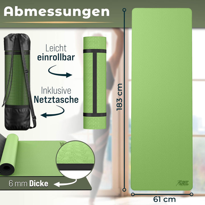 RE:SPORT Yogamatte Phthalatfrei | Gymnastikmatte rutschfest | Fitnessmatte schadstofffrei | Training