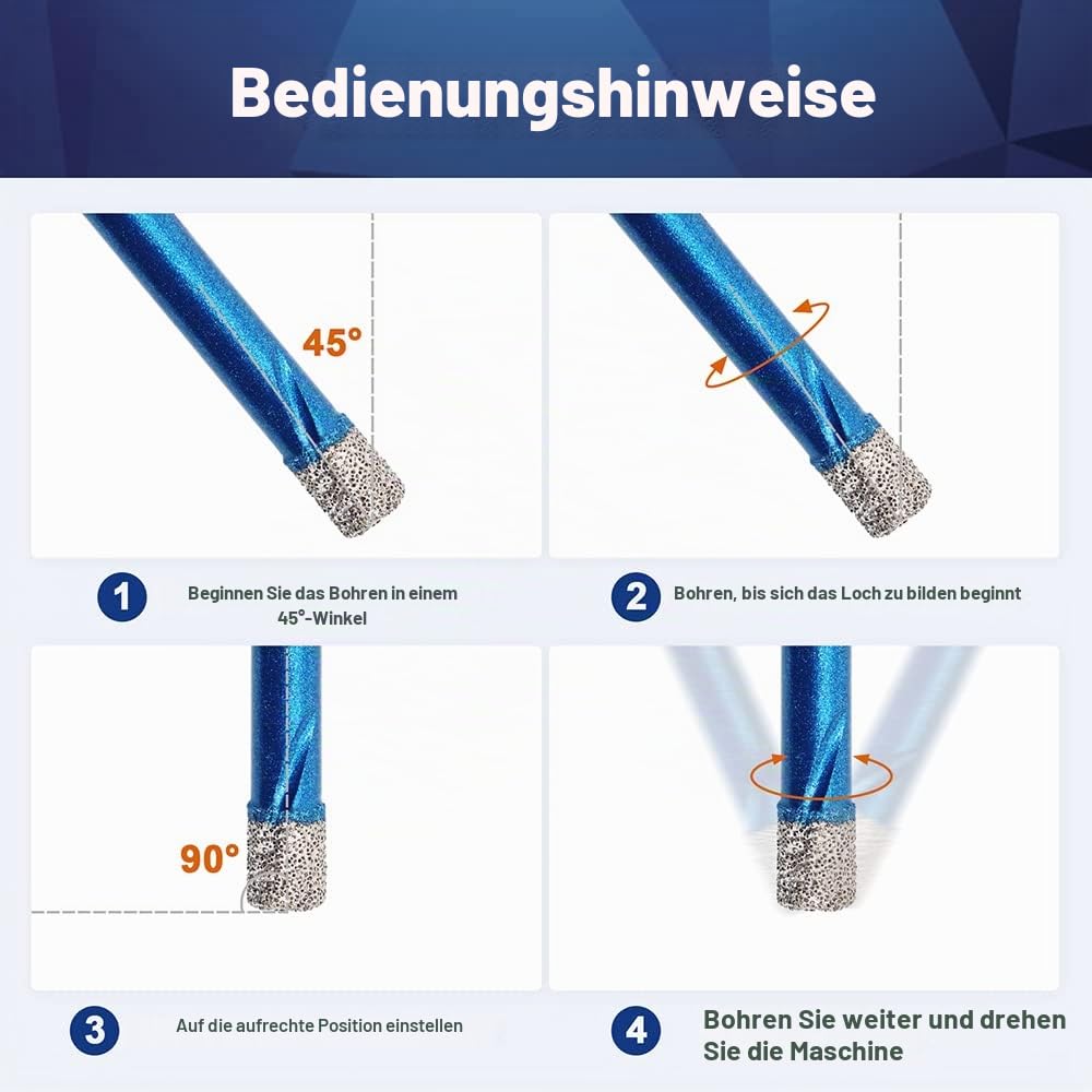 Diamantbohrer Fliesenbohrer Set 6mm - BRSCHNITT 5 Stück Sechskant-Schaft fliesenbohrer set- Lochsäge