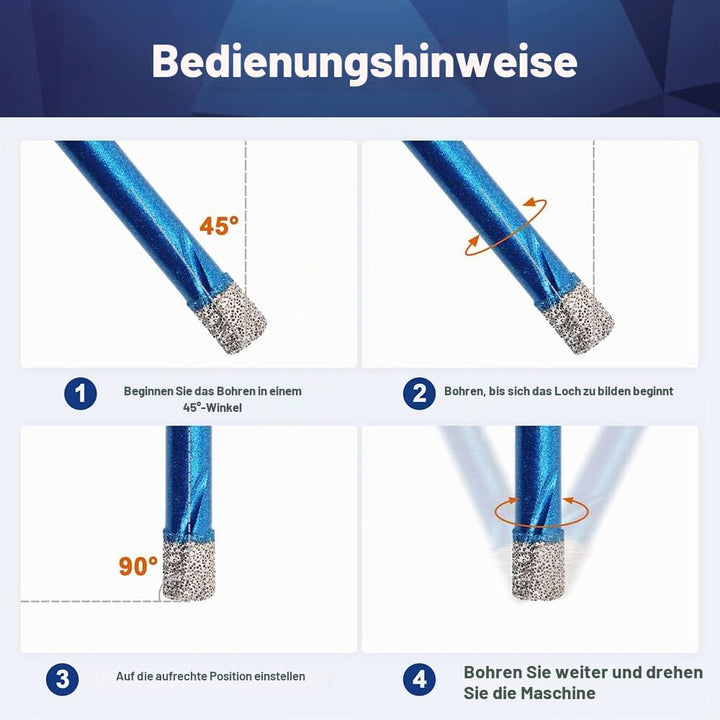 Diamantbohrer Fliesenbohrer Set 8mm - BRSCHNITT 3 Stück Sechskant-Schaft fliesenbohrer set- Lochsäge