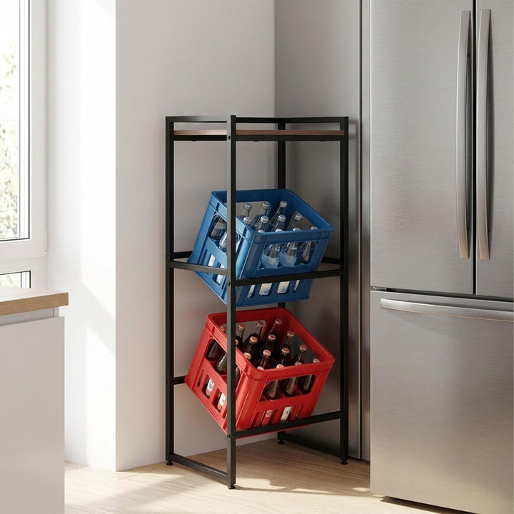 Relaxdays Getränkekistenregal, 2 Kisten, HxBxT: 117 x 47 x 32 cm, Ablage, Industrial Getränkekistenh