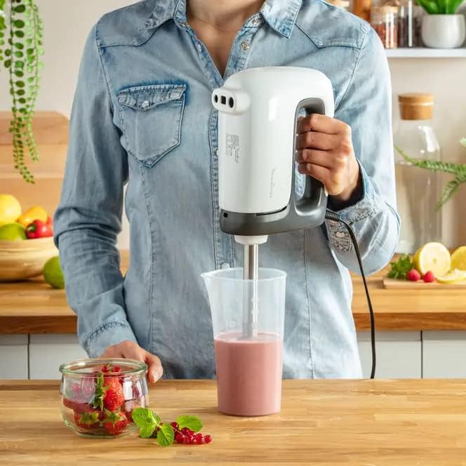 Moulinex HM462110 Prep'Mix Handmixer, Leistung 500 W, Schneebesen und Knethaken aus Edelstahl, 5 Ges