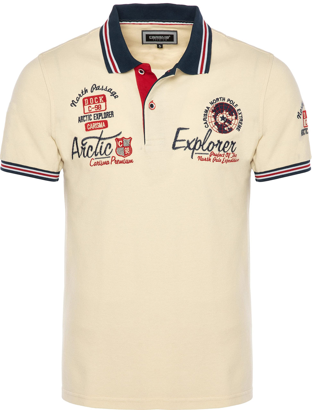 Carisma Casual Herren Poloshirt Kurzarm T-Shirt Regular Fit mit Hochwertigen Stickerei 4634 M Beige,