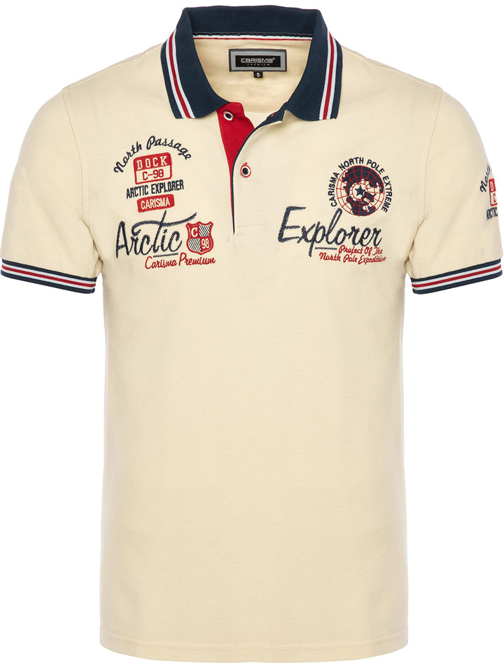 Carisma Casual Herren Poloshirt Kurzarm T-Shirt Regular Fit mit Hochwertigen Stickerei 4634 M Beige,