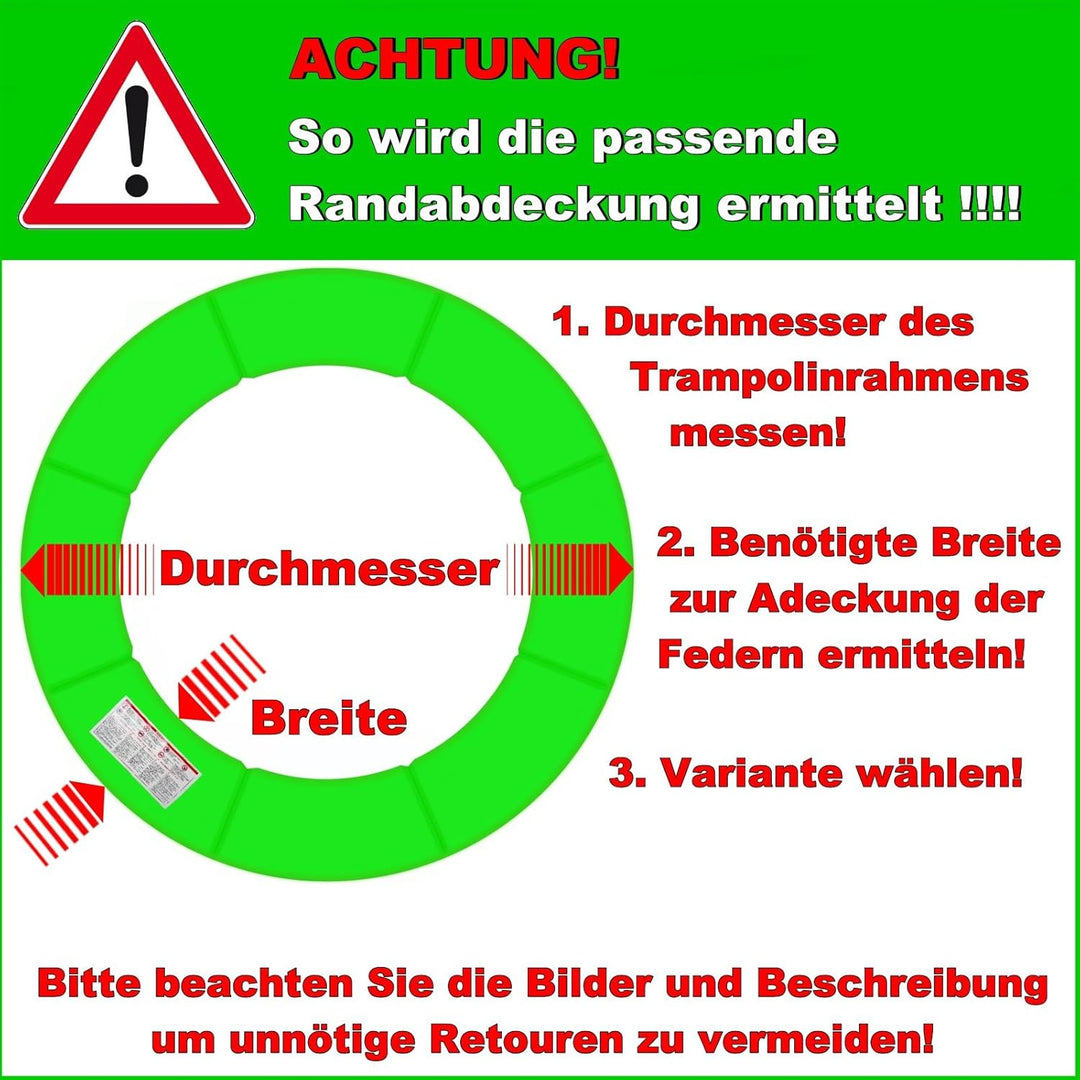 Baunsal® Trampolin Randabdeckung Ø 183 244 250 275 300 305 335 366 370 396 400 427 430 457 460 487 4