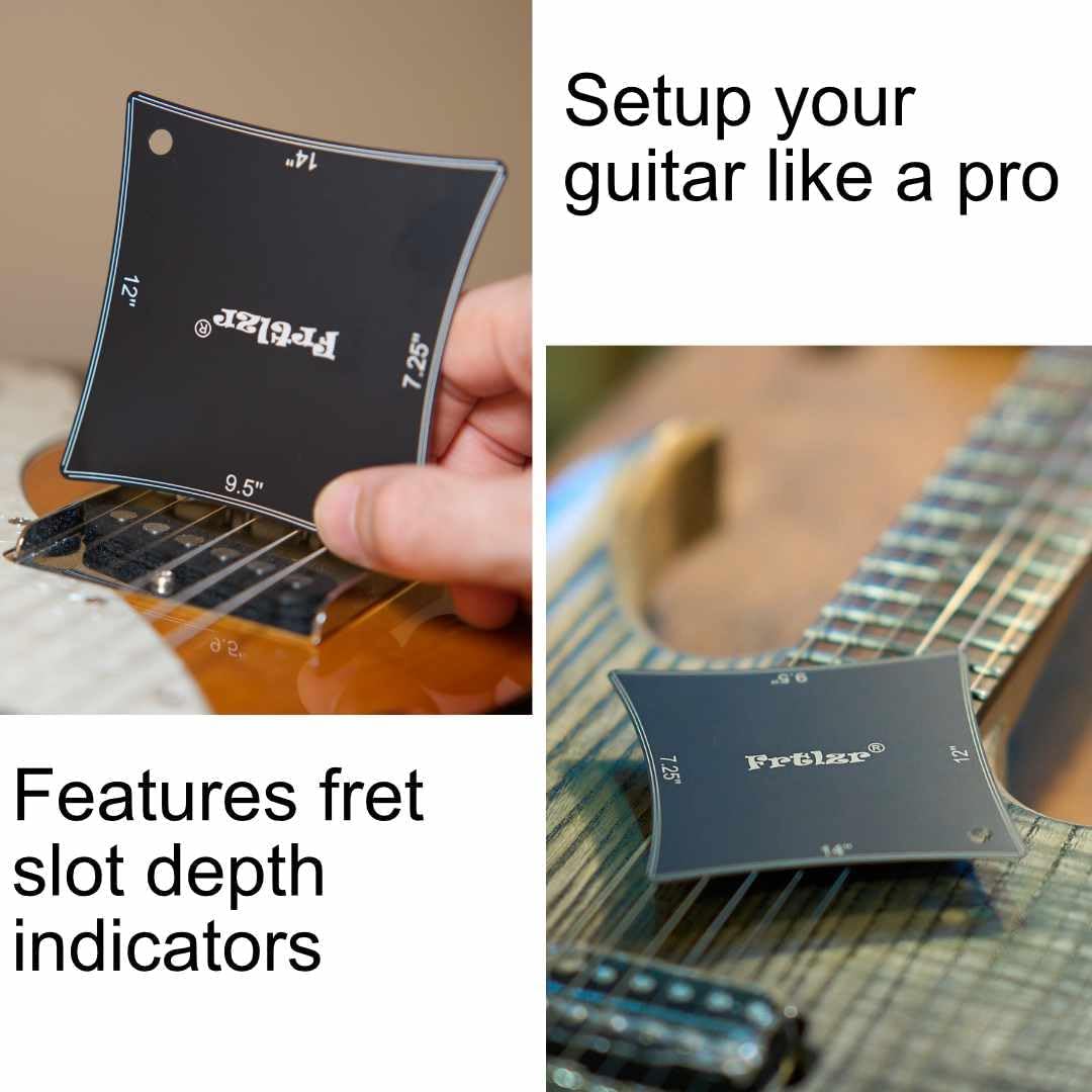 Radiusmessgeräte 2 Stück Set Gitarre Bundschlitz Tiefenmesser Professionelles Setup Tool Radius Mess