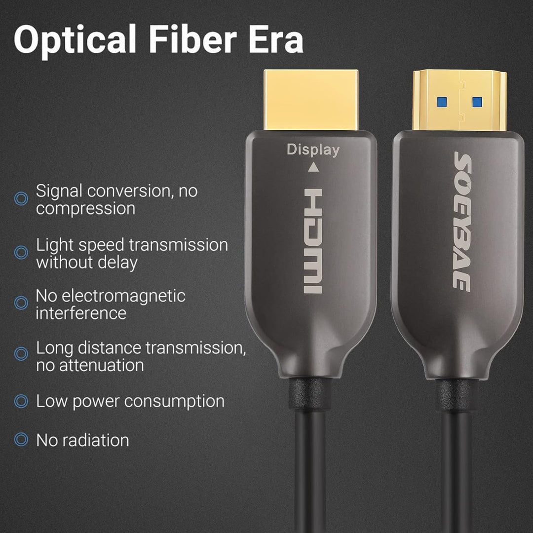 SOEYBAE 4K HDMI Glasfaserkabel 50M 4K@60Hz 18Gbps, Glasfaser HDMI 2.0b Kabel mit HDR10, HDCP 2.2 & 3