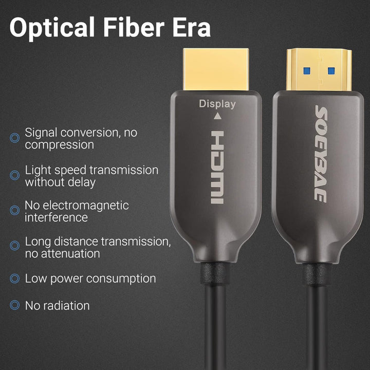 SOEYBAE 4K HDMI Glasfaserkabel 50M 4K@60Hz 18Gbps, Glasfaser HDMI 2.0b Kabel mit HDR10, HDCP 2.2 & 3