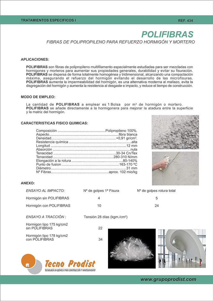 POLYFASERN von Tecno Prodist, Fasern 12 mm für Beton, Mörtel oder Gips - Polypropylen (Pp) - Verstär