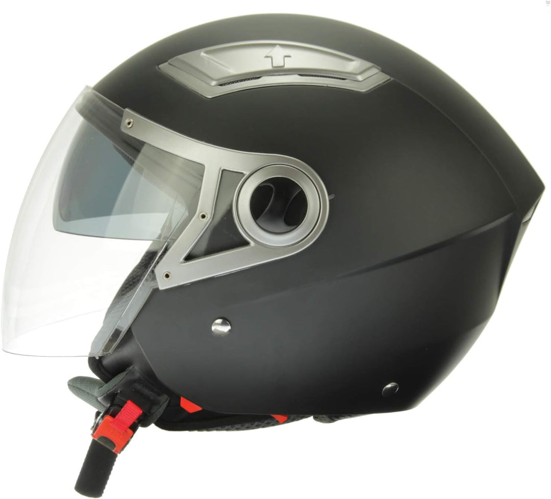 Mach1 Jethelm Helm Motorradhelm mit Integrierter Sonnenblende ECE R 22.05 Grösse XS bis XXL Schwarz-