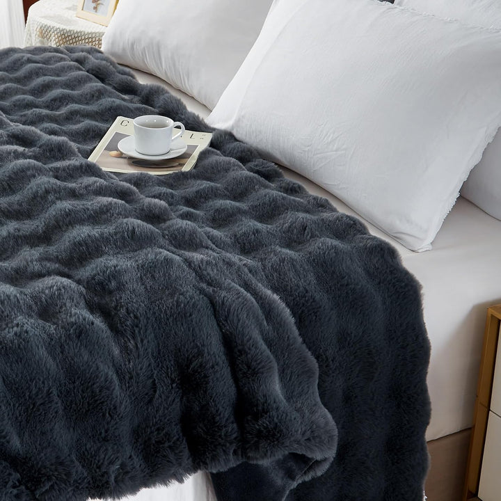 Plüsch Kuscheldecke Flauschig Winter Warm Grau Plüsch Langhaar Kuscheldecke 150x200 Super Weich Gesc