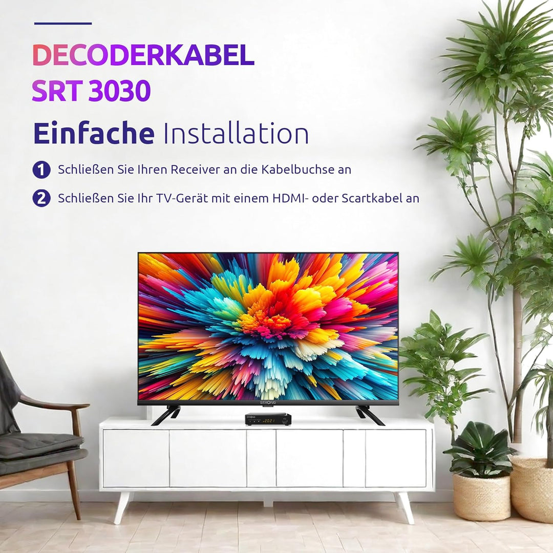 STRONG SRT 3030, Kabelreceiver, digitaler HD Kabel Receiver, DVB-C mit HDMI ud Scart Anschluss. Ener