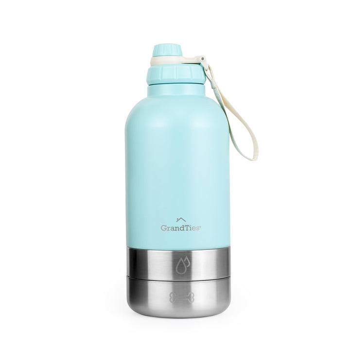 GrandTies Isolierte tragbare Hundewasserflasche mit 2 abnehmbaren Hundenapfspender, auslaufsicherer