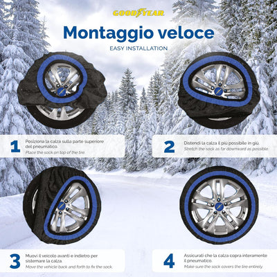 Goodyear Star Gripper Schneeketten zugelassen Italien EN 16662-1:2020 Zwei Schneeketten aus Stoff fü