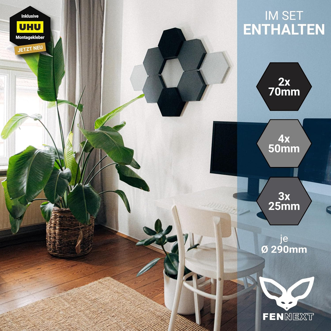 FENNEXT ® Velvet Schallabsorber Wand - Dekorative Hexagon Akustikpaneele für Gaming, YouTube Studio,