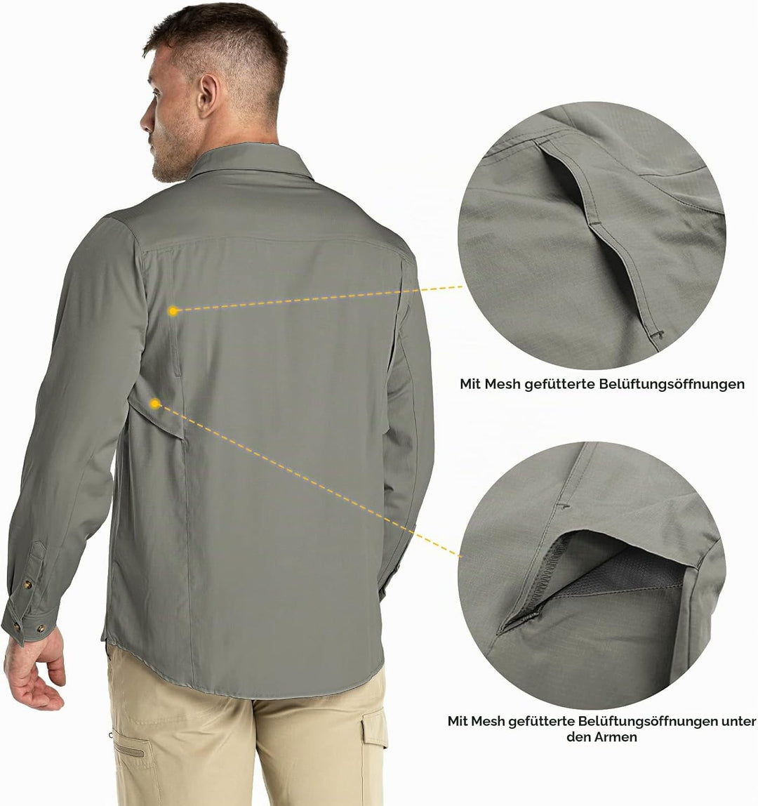 Outdoor Ventures Hemd Herren Freizeithemd Langarm Outdoor Shirt Atmungsaktive Schnell Trocknende Fun