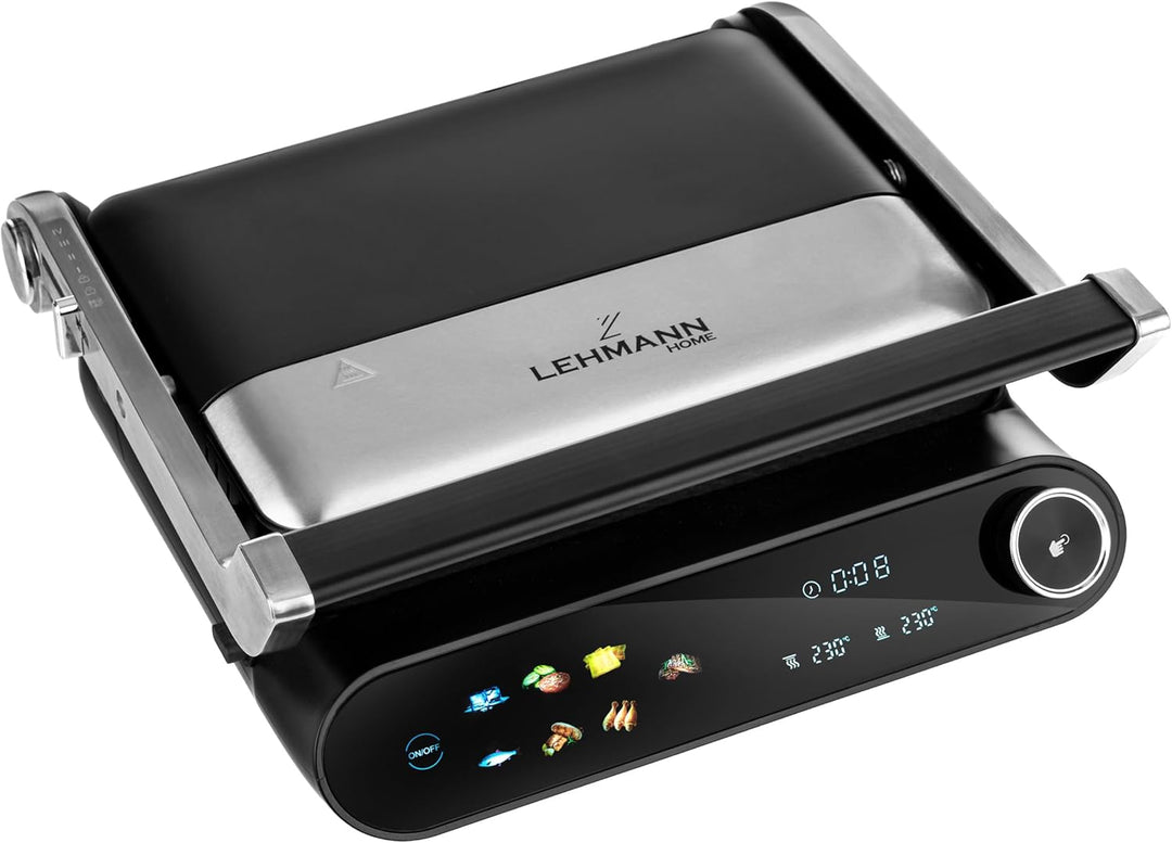 LEHMANN Kontaktgrill, 2200 W, Tischgrill 180° aufklappbar - Grillfläche bis 1320 cm², Abnehmbare Ant