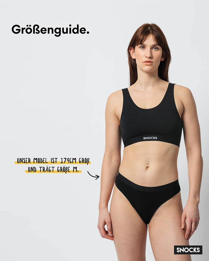 Snocks Brazilian Slip Damen mit Bund aus Bio-Baumwolle (3er Pack) - Damenunterwäsche mit Perfekter P