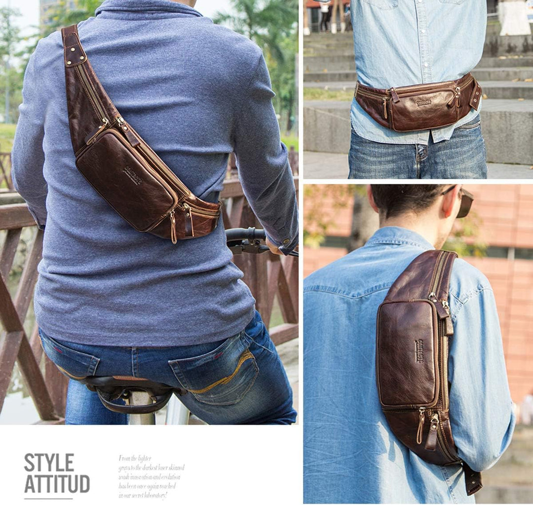 Gürteltaschen Männer Herren Echtes Leder Tasche Hüfttasche Bauchtasche Multifunktionale Hüfttasche m
