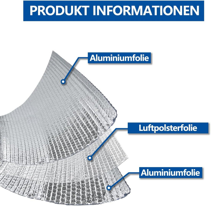 Storystore Aluminisierte Isolierfolie 120cm x 3m, 3mm Dicke Isolierung Dämmfolie Doppelseitige Alu-L
