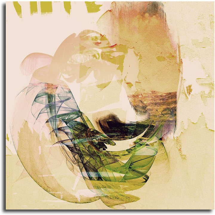 Paul Sinus Art Ersehnte Blicke - Abstrakt320_60x60cm Bild auf Leinwand Abstraktes Bild beige grün bl