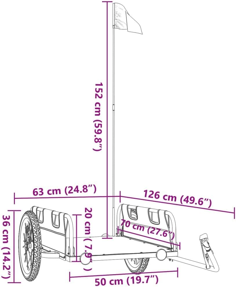 Fahrradanhänger Blau mit Oxford-Gewebe und Eisenrahmen, x x, klappbar, gefedert, für Stadt, Einkauf,