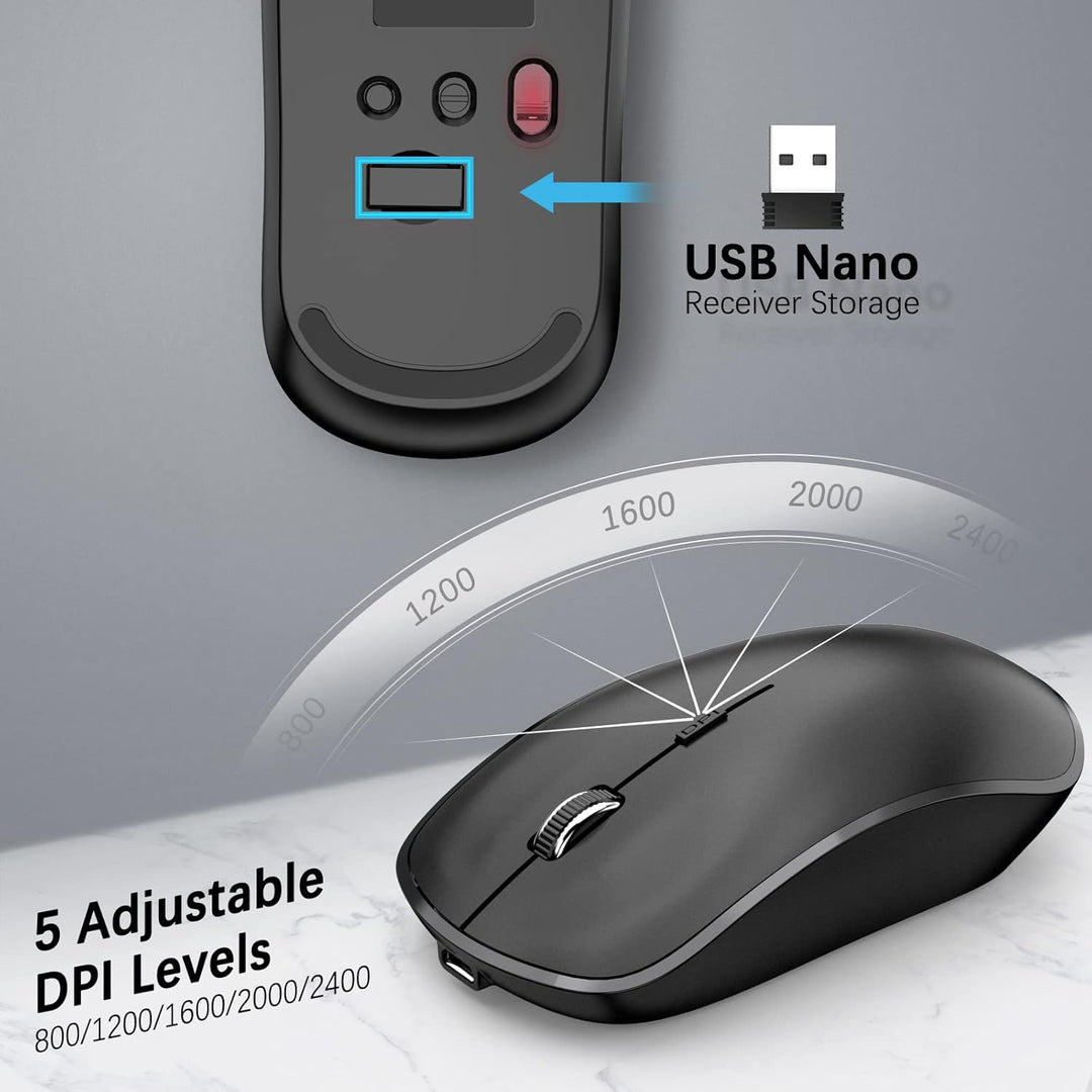 J JoyACCESS Kabellose Tastatur und Maus Kombination mit 2,4 G, kompakt, leise, schlanke kabellose Ta