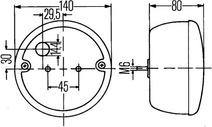 HELLA - Heckleuchte - Glühlampe - 12V - Anbau/geschraubt - Lichtscheibenfarbe: rot/gelb - Kabel: 150