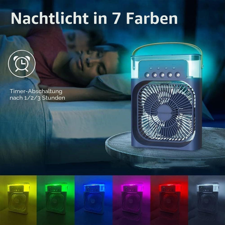 Ventilator USB Mini Tisch-Klimaanlage mit Wasserzerstäuber, Duftdiffusor,Luftbefeuchter Timer automa
