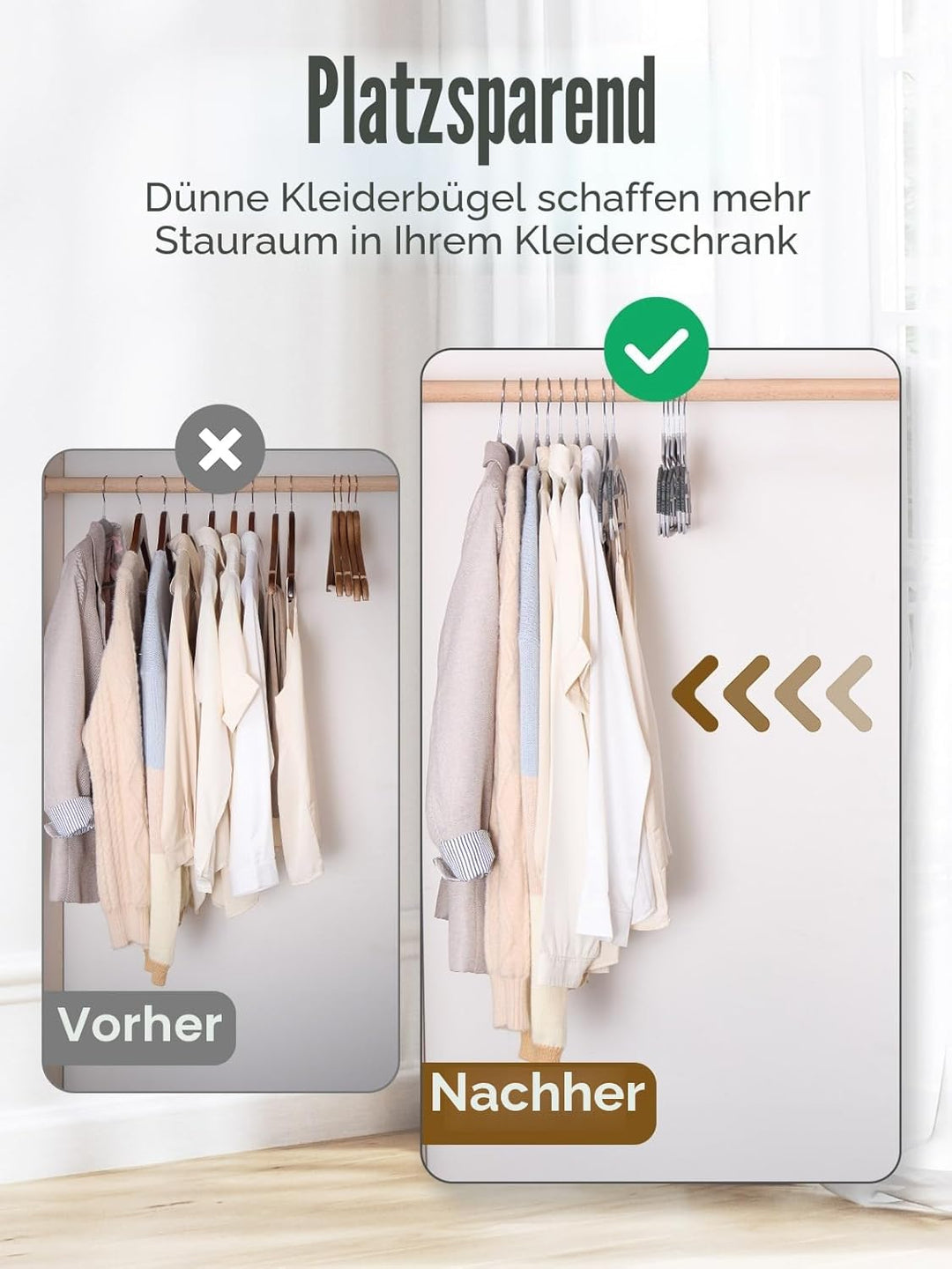 HOUSE DAY Kleiderbügel Kunststoff 50 Stück - rutschfeste Kleiderbügel | Platzsparend Kunststoff Stra