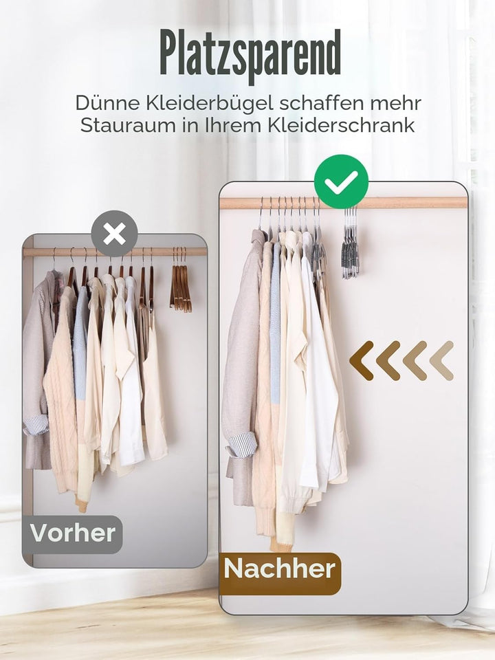 HOUSE DAY Kleiderbügel Kunststoff 50 Stück - rutschfeste Kleiderbügel | Platzsparend Kunststoff Stra
