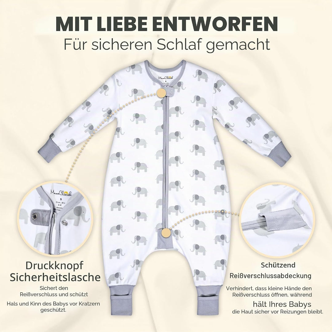 Mama Cheetah Baby Schlafsack, Bio-Baumwolle, Tragbare Babydecke, Schlafsack mit 2-Wege-Reissverschlu