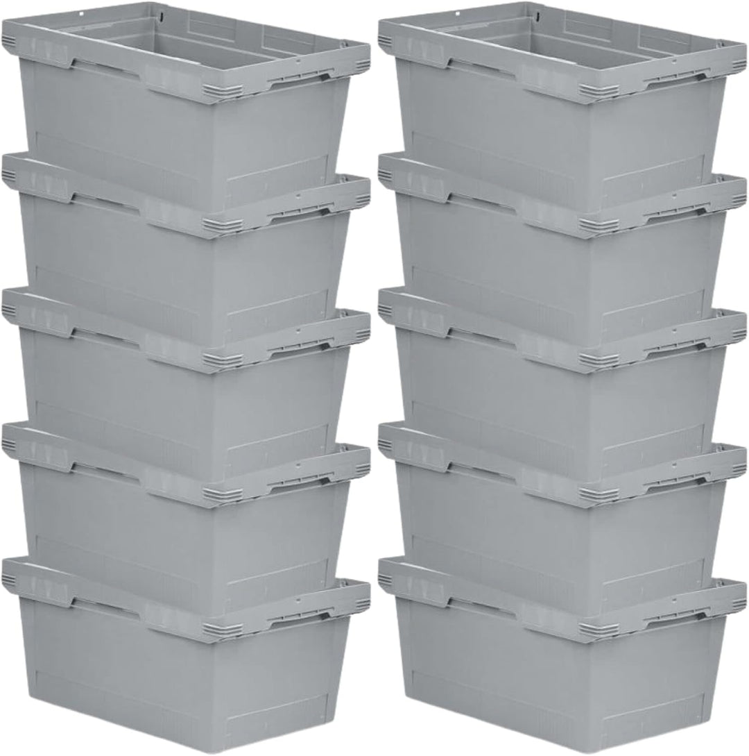 PROREGAL SuperSparSet 10x Conical Mehrweg-Stapelbehälter Grau | HxBxT 27,3x40x60cm | 47 Liter | Lage