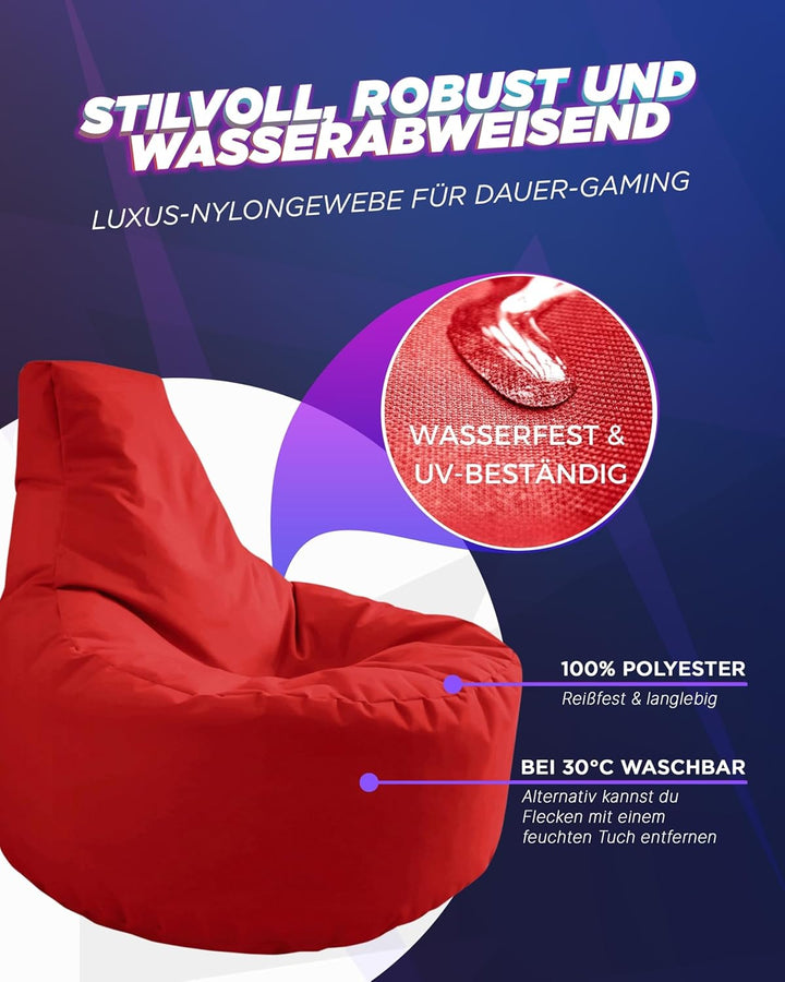 PATCH HOME Gamer Sessel mit Reissverschluss Lounge Kissen Sitzsack Sitzkissen Bean Bag In & Outdoor