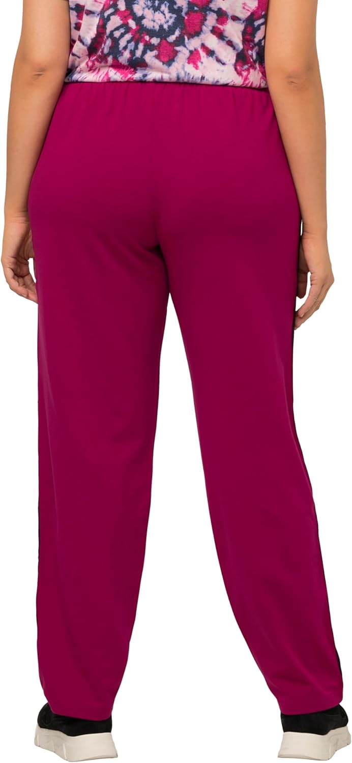 Ulla Popken Damen Jogginghose, Seitliche Streifen, Elastikbund Hose 36W / 32L Magnolienrot, 36W / 32