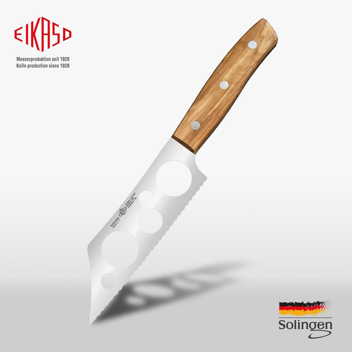 EIKASO Solingen Germany Käsemesser mit Wellenschliff - 14cm Klinge aus Molybdänstahl 1.4116 Weichkäs