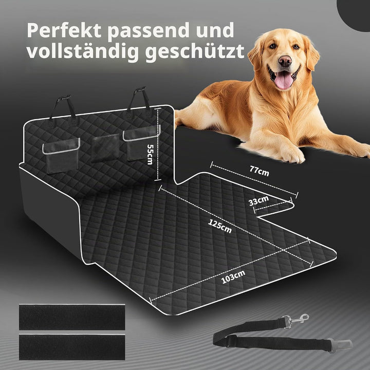 Kofferraumschutz Hund mit Seiten- und Ladekantenschutz – Wasserdicht & Kratzfest – Gesteppte Hundede
