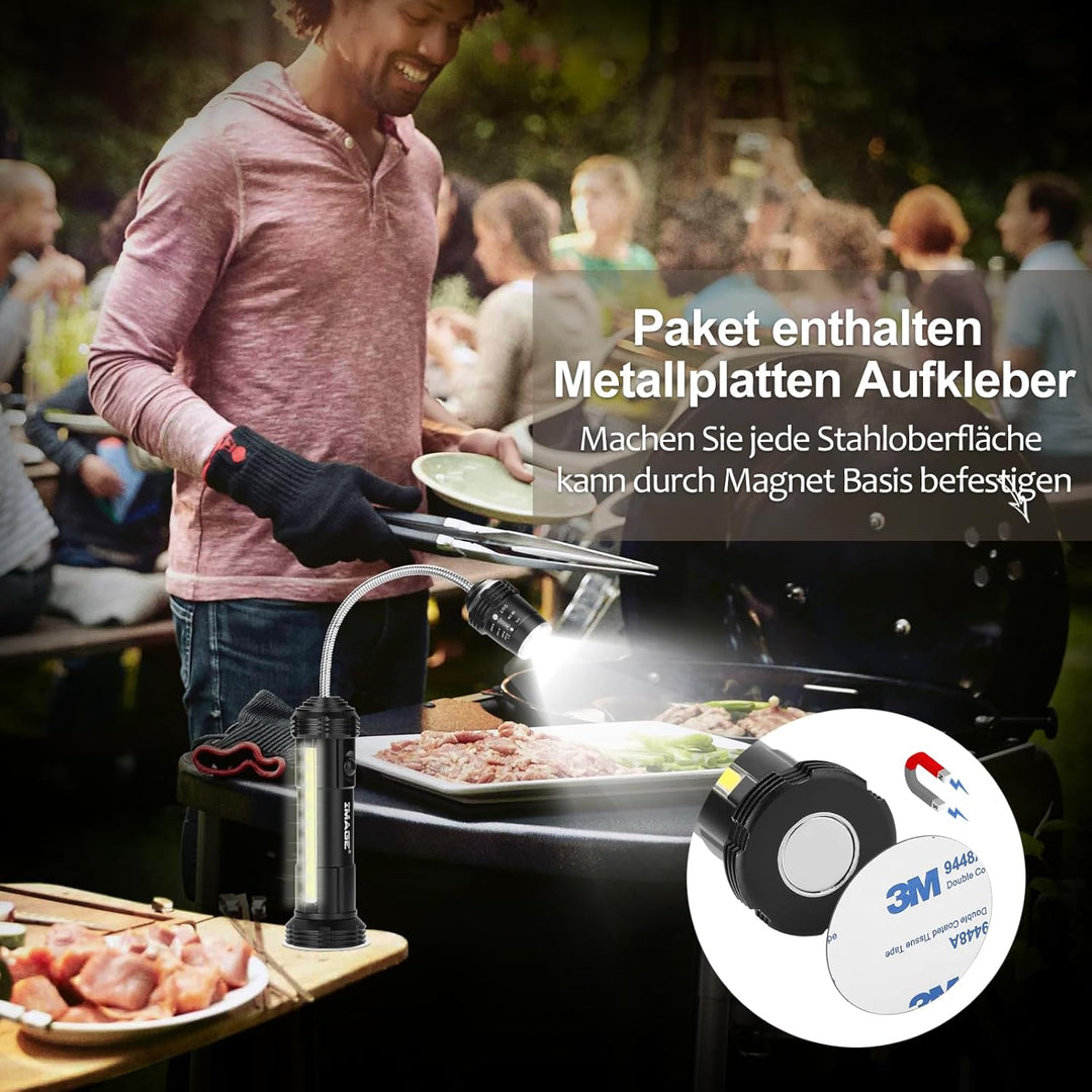 IMAGE Grill Lampe 2 Stück magnetisches LED Grilllicht 360° drehbare BBQ Grillleuchte Beleuchtung für