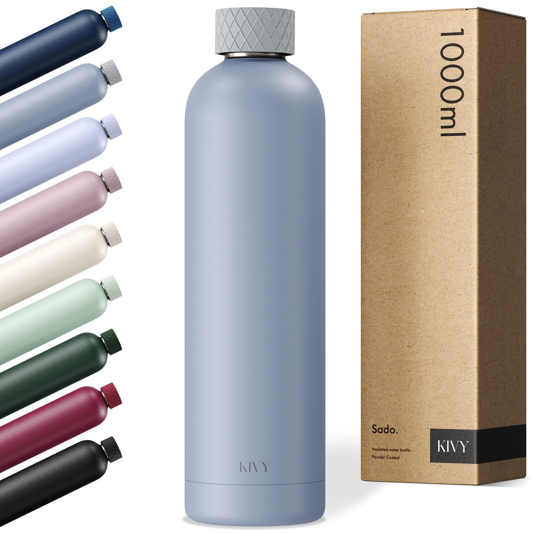 KIVY Edelstahl Trinkflasche 1l - Auslaufsichere Thermosflasche 1l - Trinkflasche Edelstahl Kohlensäu