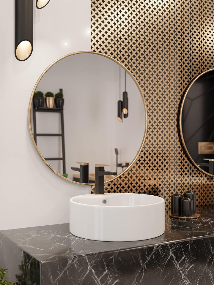 VBChome Waschbecken 41 cm Keramik Weiss Oval Pop-up ventil Click-Clack Waschtisch Handwaschbecken Au