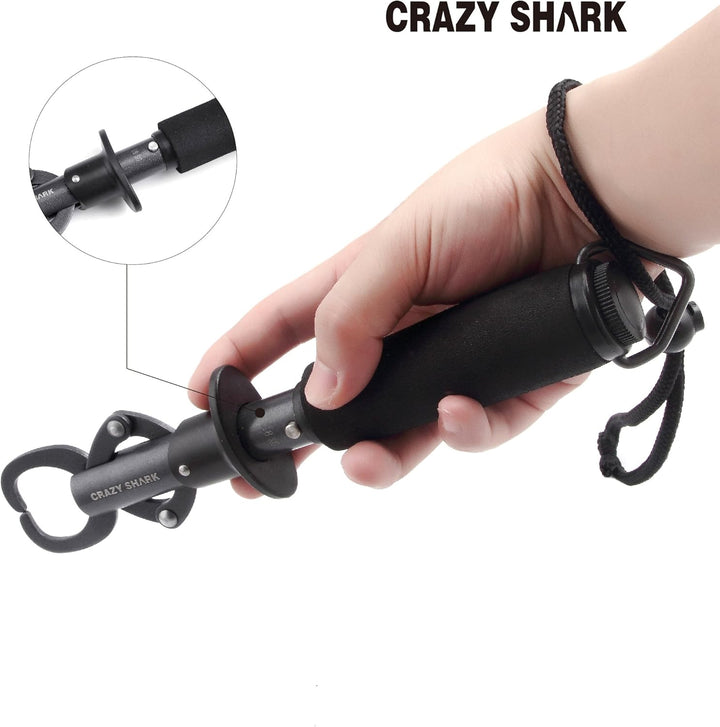 CRAZY SHARK Fish Lip Grabber aus Edelstahl Fischhalter mit Waage Grau, Grau