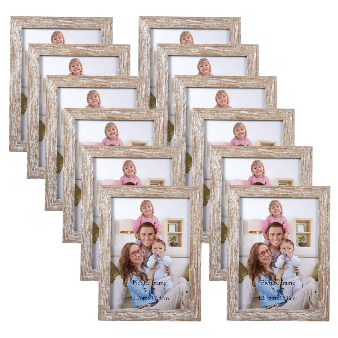 Giftgarden 12 Stück Bilderrahmen Set 13x18 cm - Moderne Beige Holzmaserung Fotorahmen Collage für 18